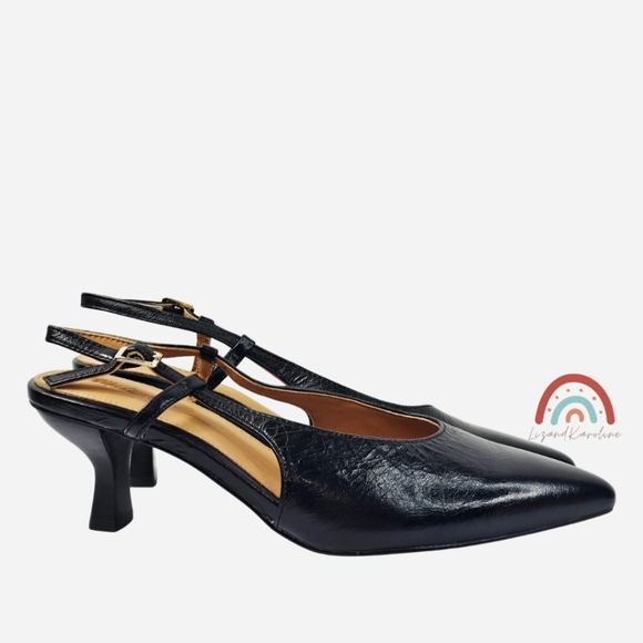 New! Madewell The Debbie Slingback Leather Pump Heels - Picture 5 of 14